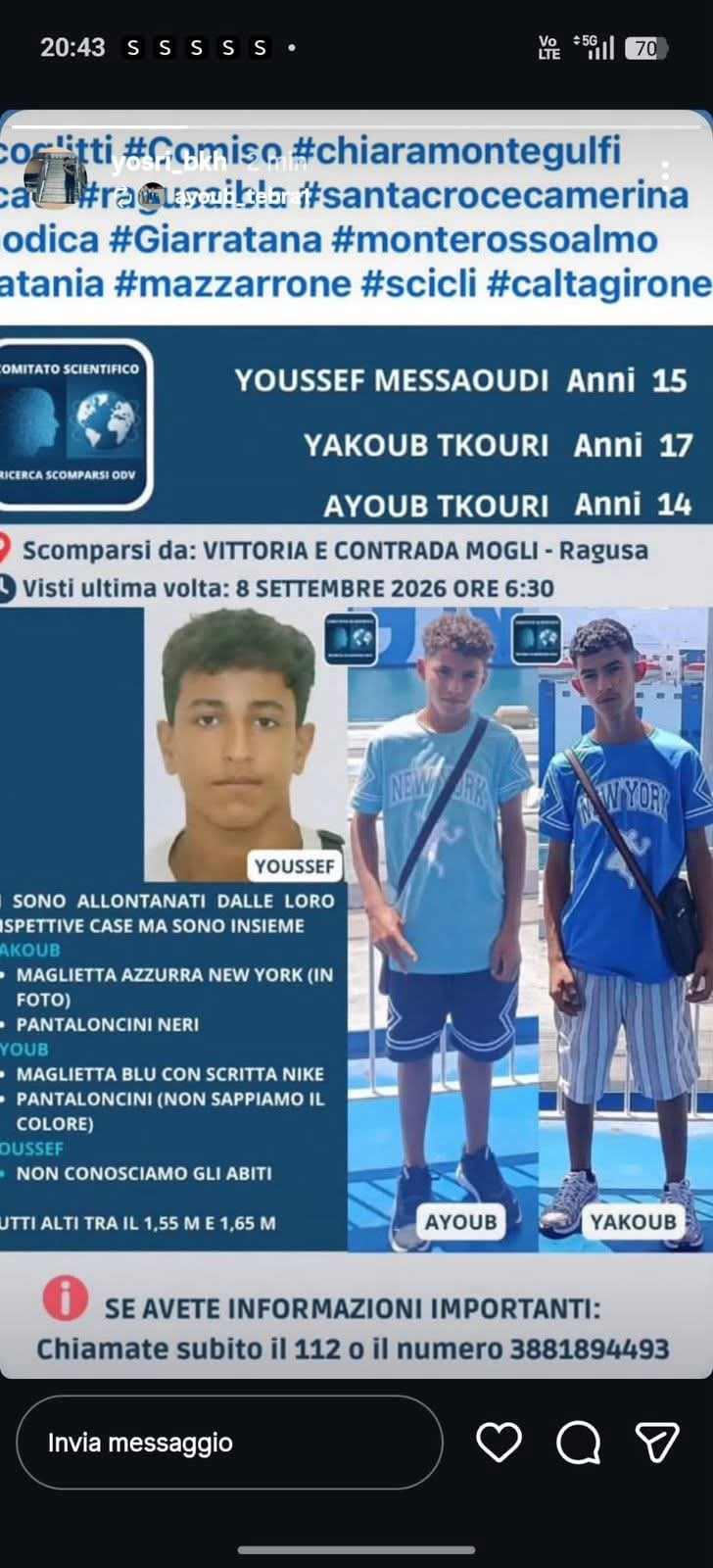 Vittoria: Tre ragazzi scomparsi da casa, ore di apprensione per le famiglie